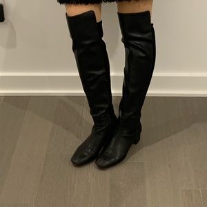 Over-the-knee Black Leather Boots